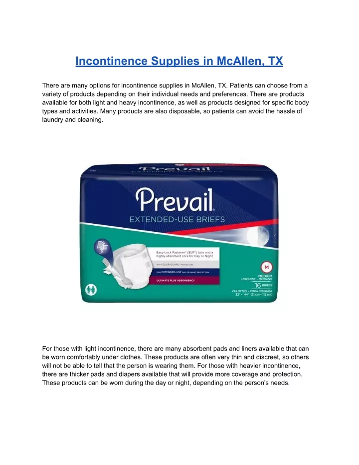 incontinence supplies in mcallen tx