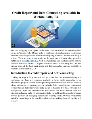 Credit Repair and Debt Counseling Available in Wichita Falls, TX