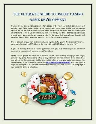 The Ultimate Guide to Online Casino Game Development