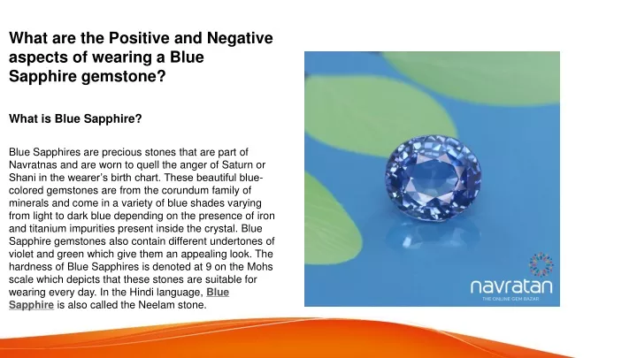 what are the positive and negative aspects of wearing a blue sapphire gemstone