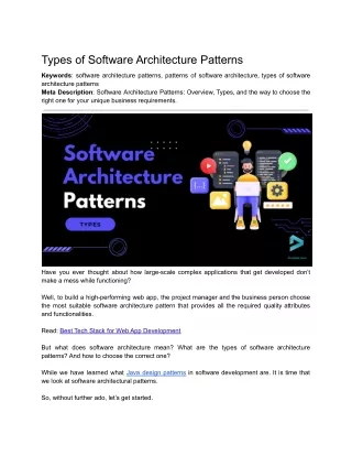 Types of Software Architecture Patterns