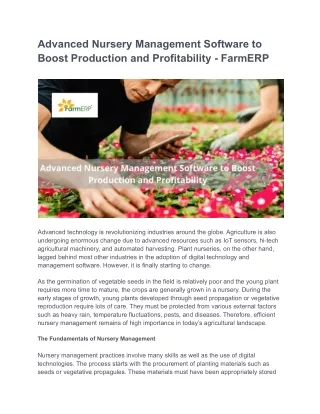 Advanced Nursery Management Software to Boost Production and Profitability