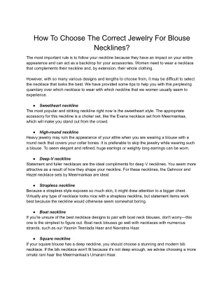 How To Choose The Correct Jewelry For Blouse Necklines_  .docx