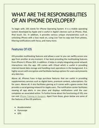What Are the Responsibilities Of an iPhone Developer