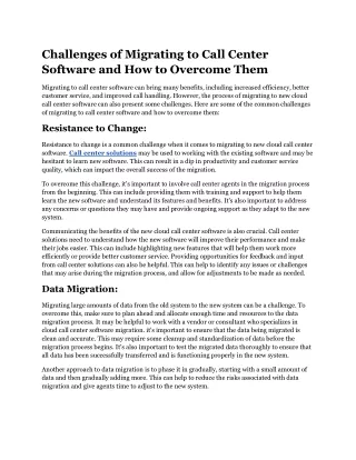 challenges of migrating to call center software