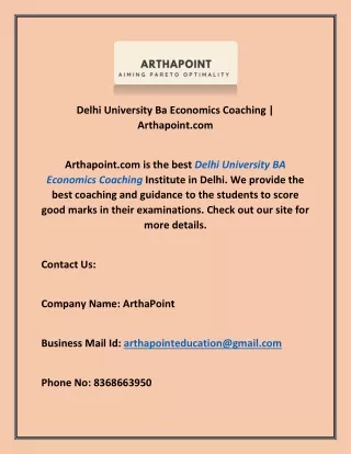 Delhi University Ba Economics Coaching | Arthapoint.com
