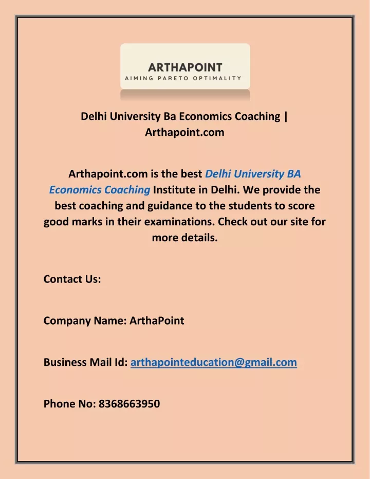 delhi university ba economics coaching arthapoint