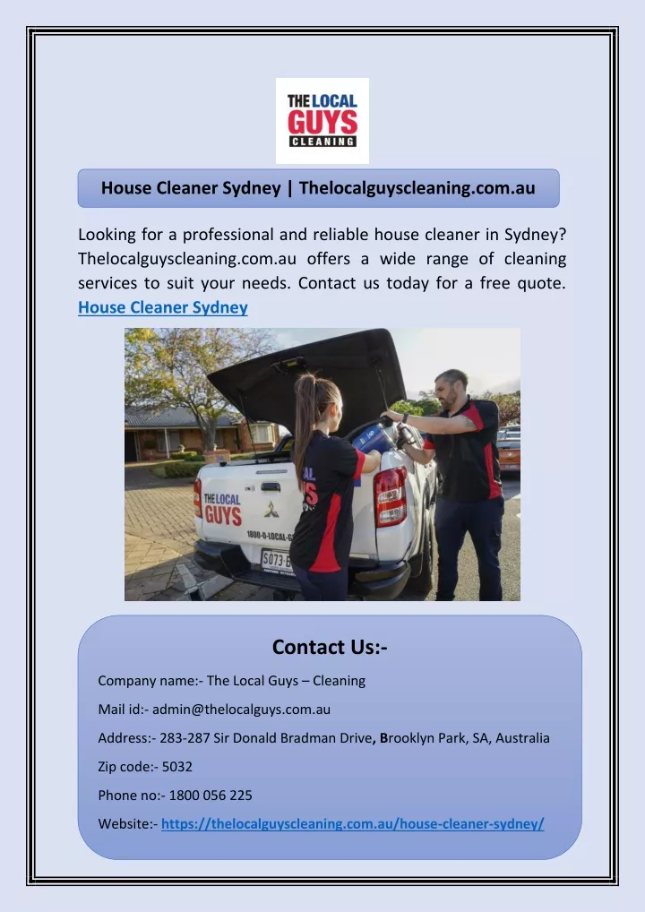 house cleaner sydney thelocalguyscleaning com au
