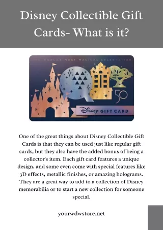 Disney Collectible Gift Cards- What is it