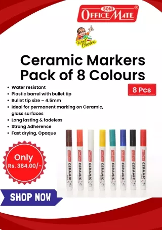 Soni Officemate Ceramic Markers – Pack of 8pcs