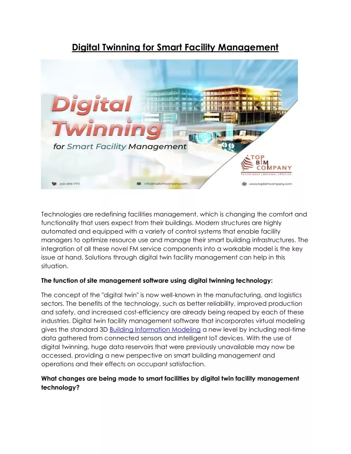 digital twinning for smart facility management