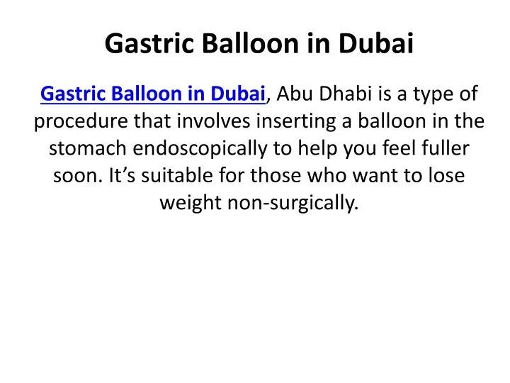 gastric balloon in dubai