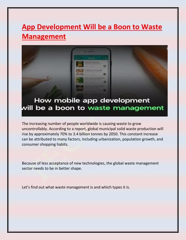 app development will be a boon to waste management