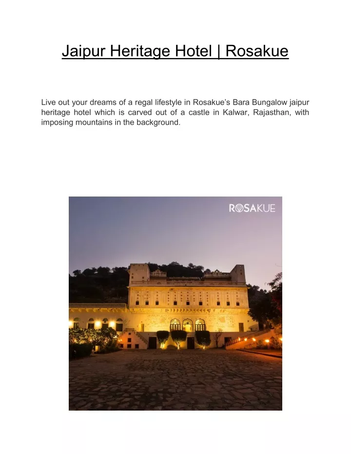 jaipur heritage hotel rosakue