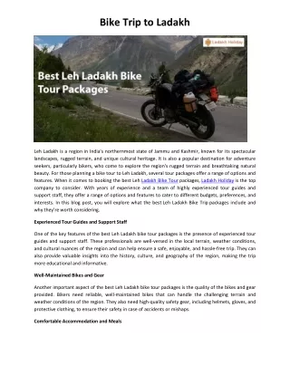 Bike Trip to Ladakh