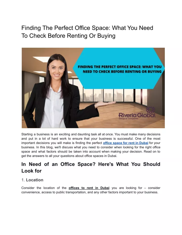 finding the perfect office space what you need