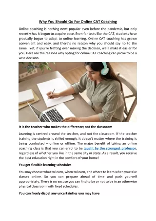 Why You Should Go For Online CAT Coaching