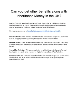 can you get other benefits along with inheritance