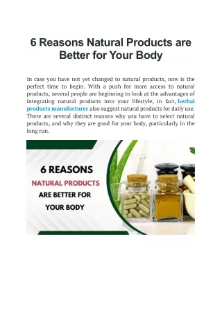 6 Reasons Natural Products are Better for Your Body