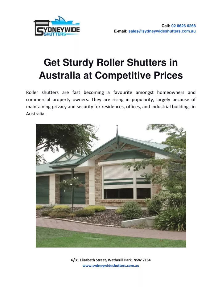 call 02 8626 6268 e mail sales@sydneywideshutters