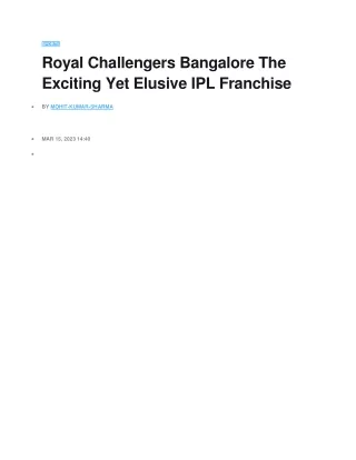 sports royal challengers bangalore the exciting