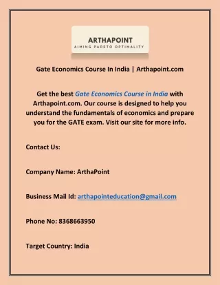 gate economics course in india arthapoint com