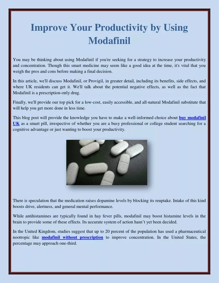 improve your productivity by using modafinil