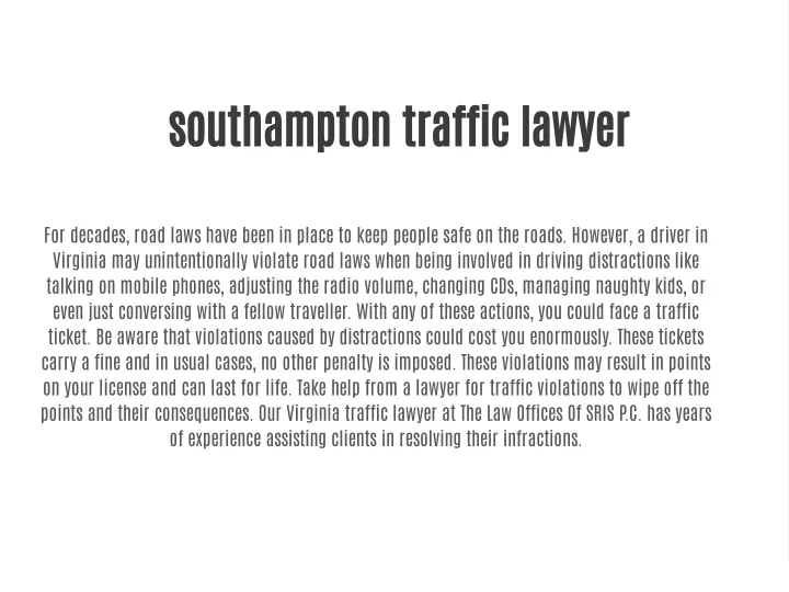 southampton traffic lawyer