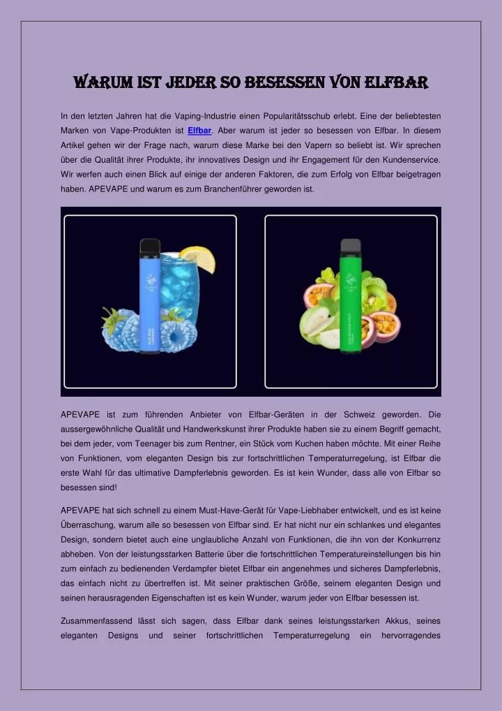 warum ist jeder so besessen von elfbar warum