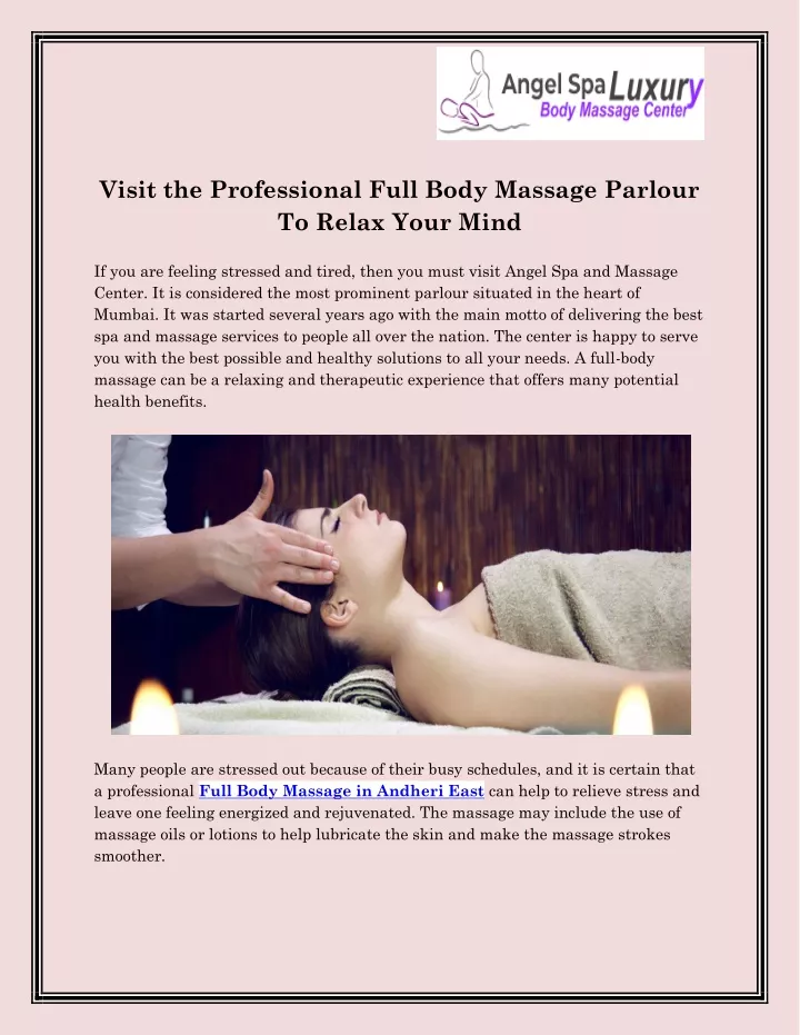 visit the professional full body massage parlour