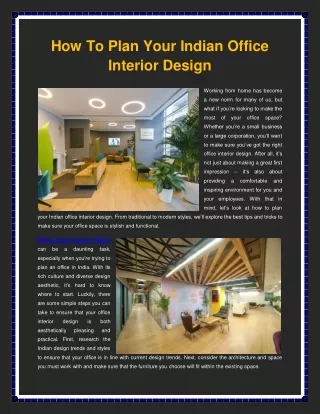 How To Plan Your Indian Office Interior Design