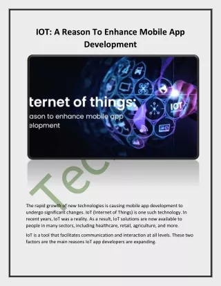 iot a reason to enhance mobile app development