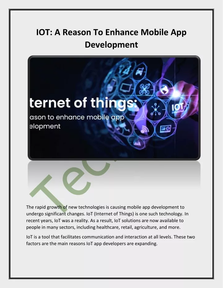 iot a reason to enhance mobile app development