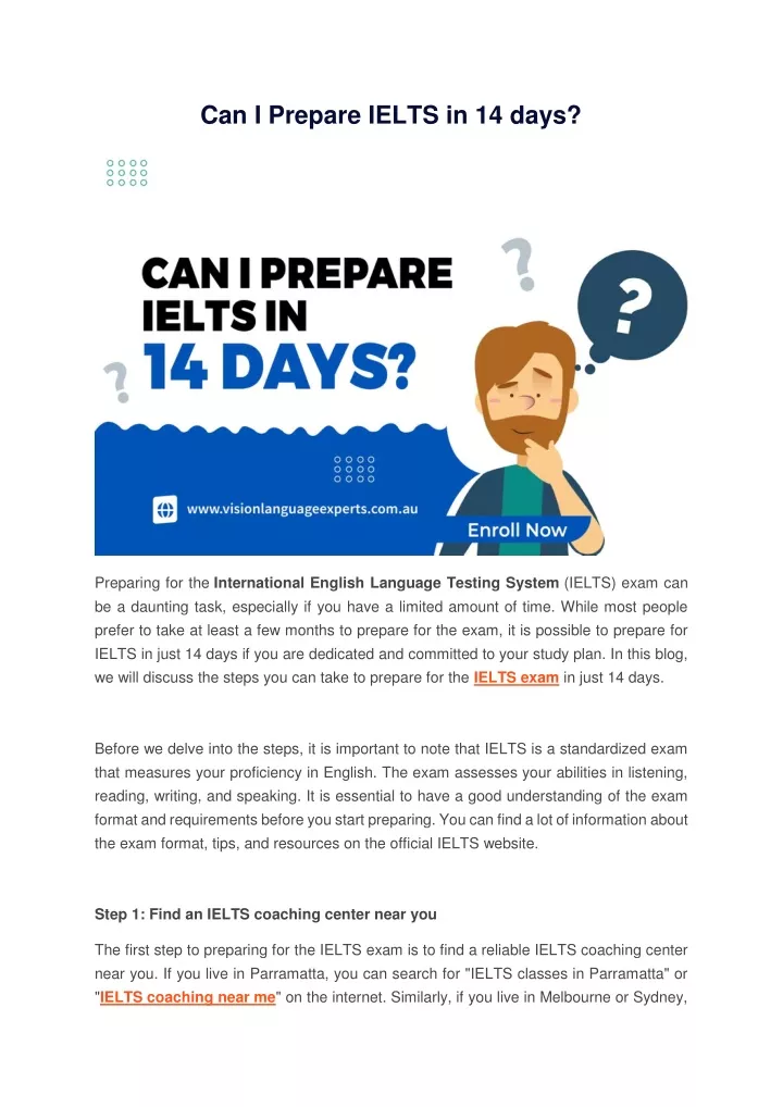 can i prepare ielts in 14 days