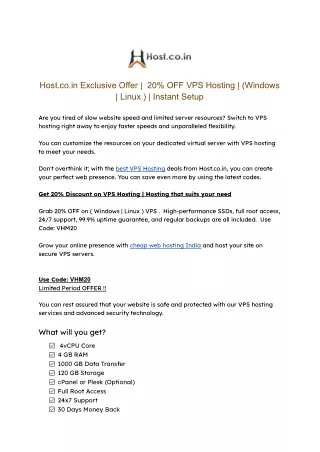 host co in exclusive offer 20 off vps hosting