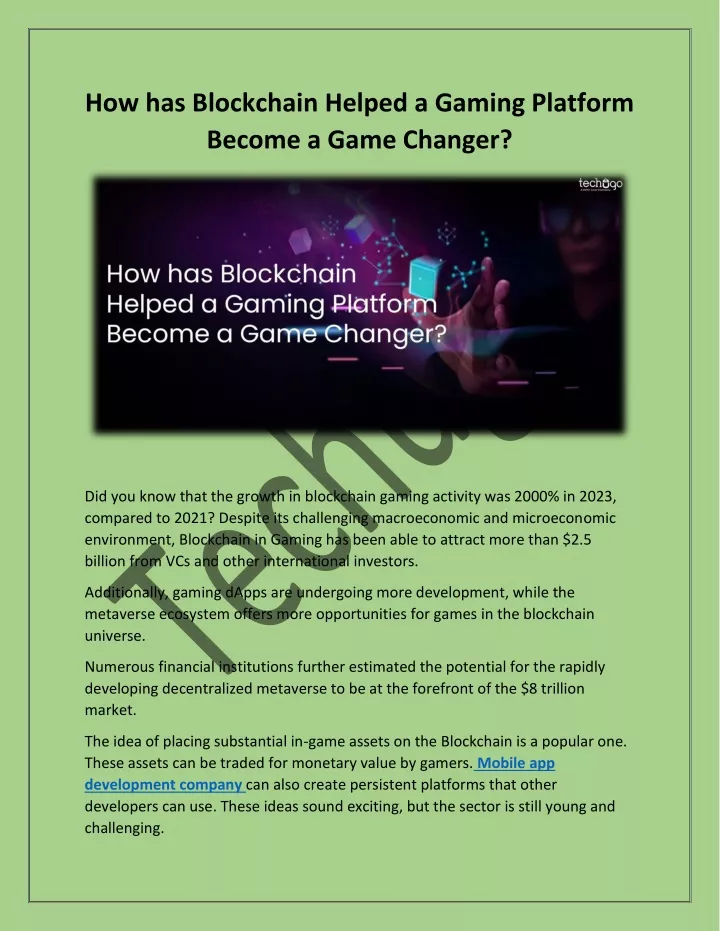 how has blockchain helped a gaming platform