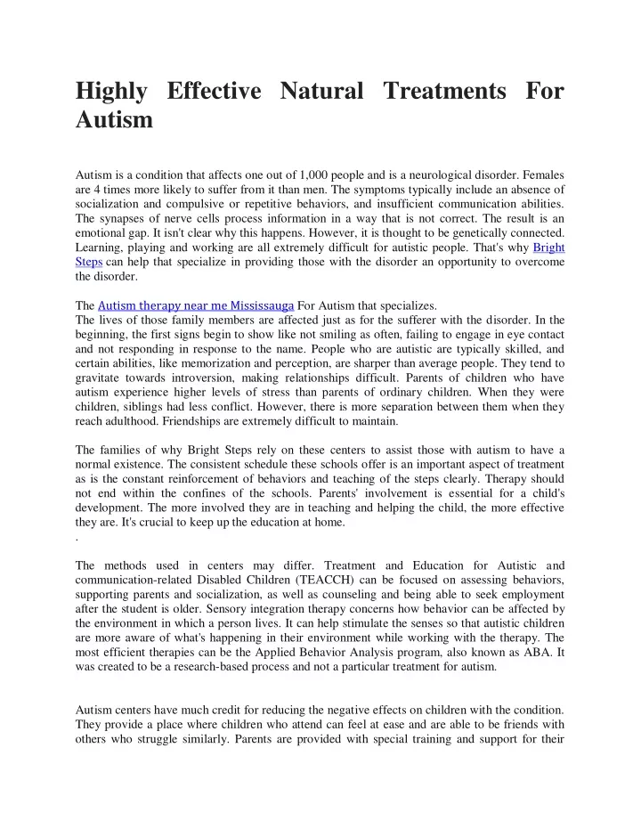 highly effective natural treatments for autism