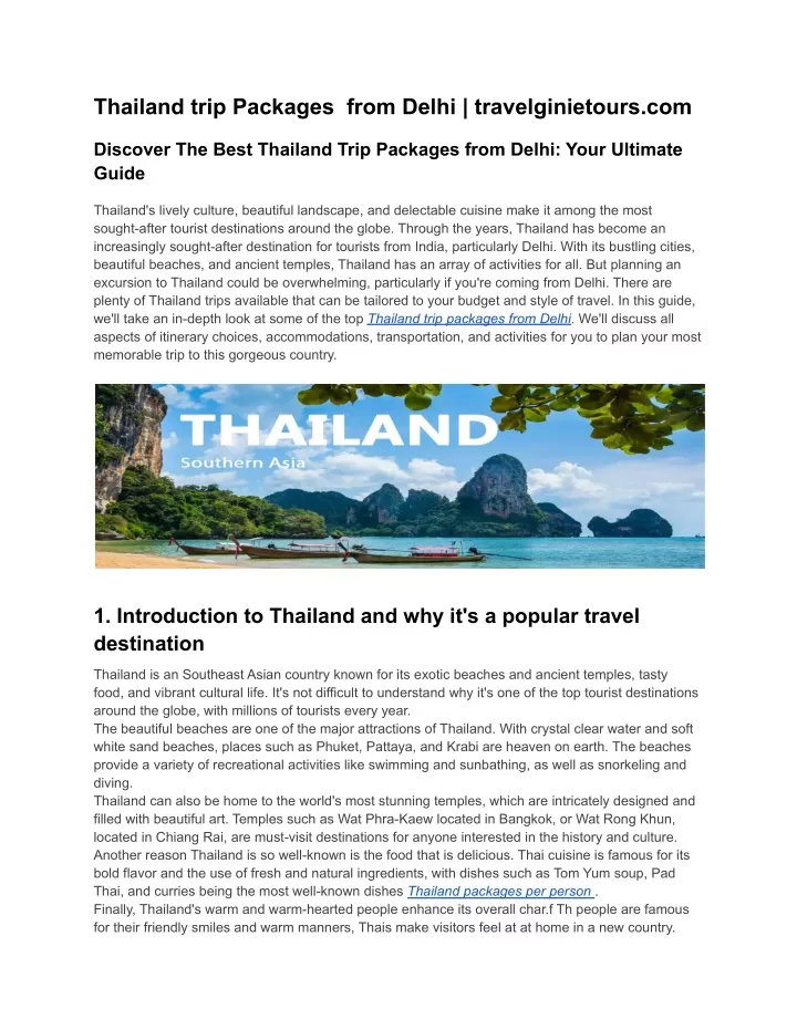 thailand trip packages from delhi