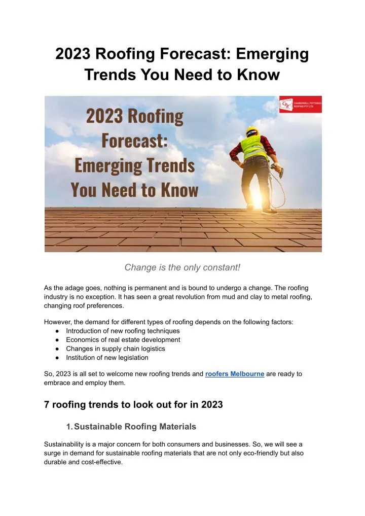 2023 roofing forecast emerging trends you need