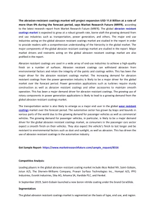 Abrasion Resistant Coatings Market