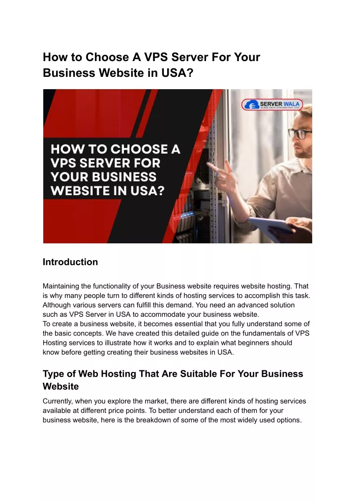 how to choose a vps server for your business