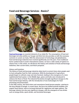 food and beverage services basics