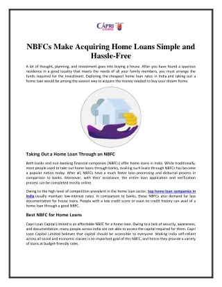 NBFCs Make Acquiring Home Loans Simple and Hassle-Free