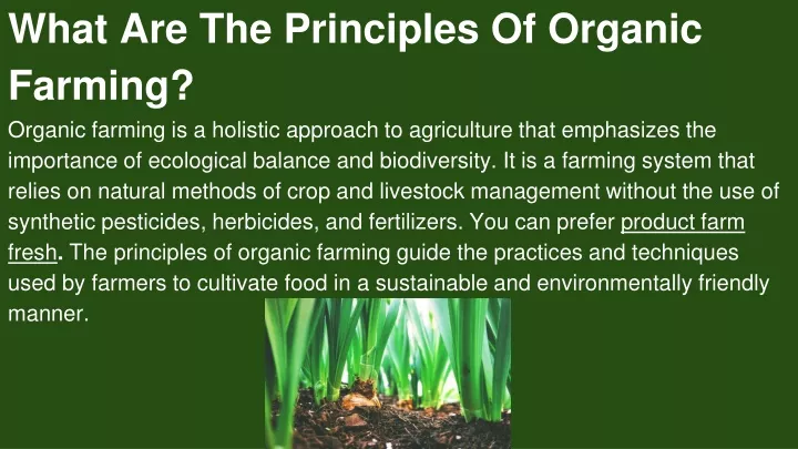 what are the principles of organic farming