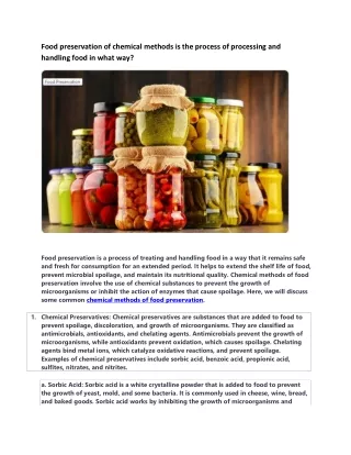 food preservation of chemical methods
