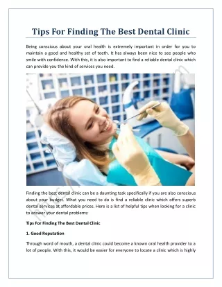 Tips For Finding The Best Dental Clinic