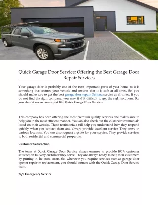 Quick Garage Door Service: Offering the Best Garage Door Repair Services