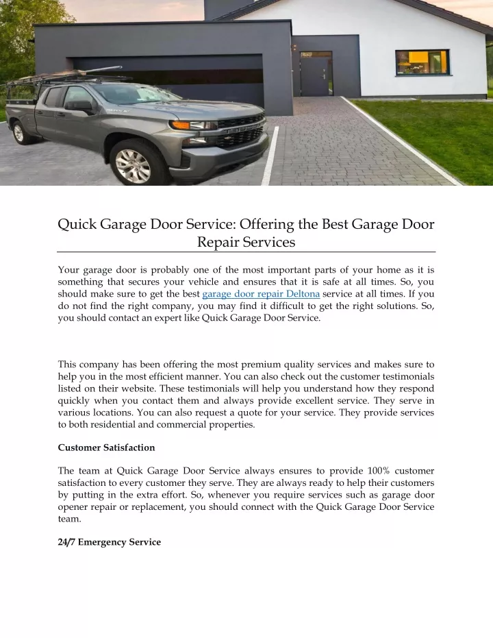 quick garage door service offering the best