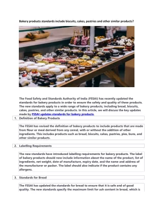 bakery products standards include biscuits cakes