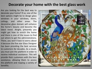 Decorate your home with the best glass work